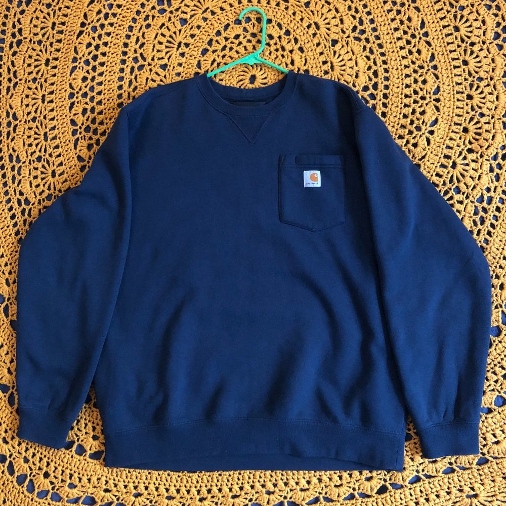 Carhartt Loose Fit Pocket Crewneck Sweatshirt -- Navy, Size L